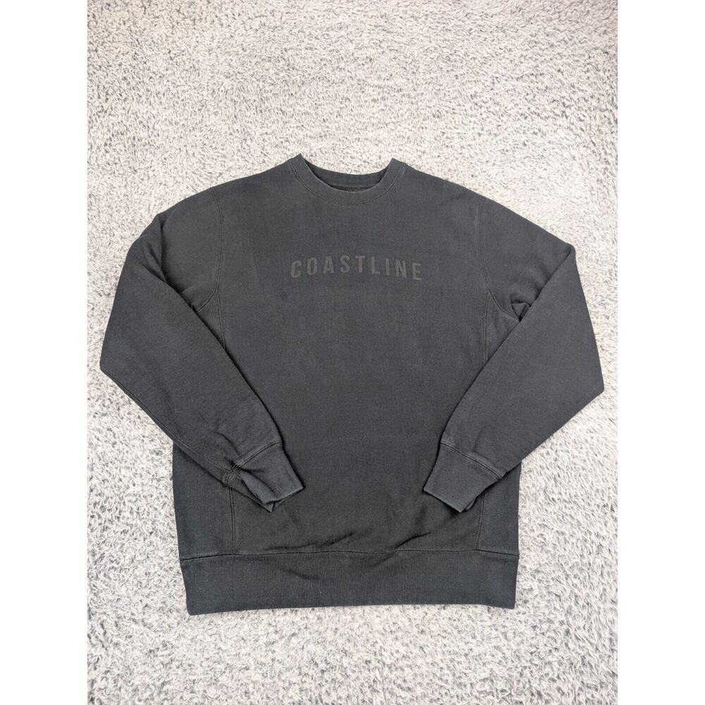 Coastline Brand Co Sweater Men Small Black Sweatshirt Crew Neck Reverse Weave